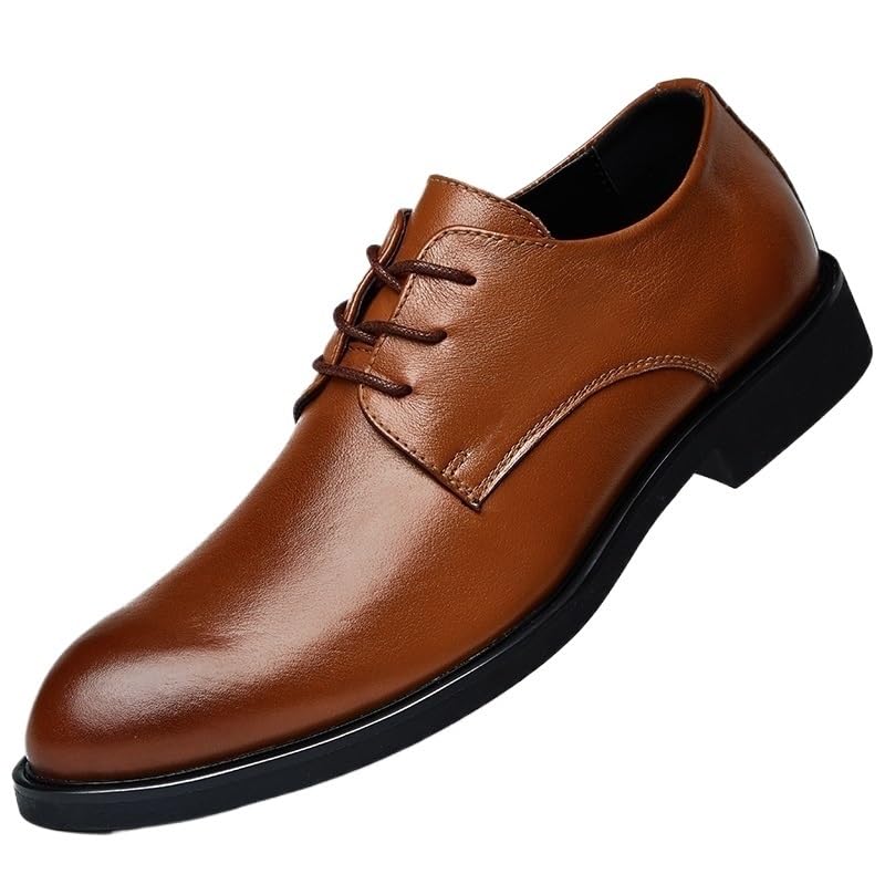 Mens Dress Formal Shoes Luxury Leather Prom Wedding Rubber Sole Slip Casual Lace-up Tuxedo Plain Toe