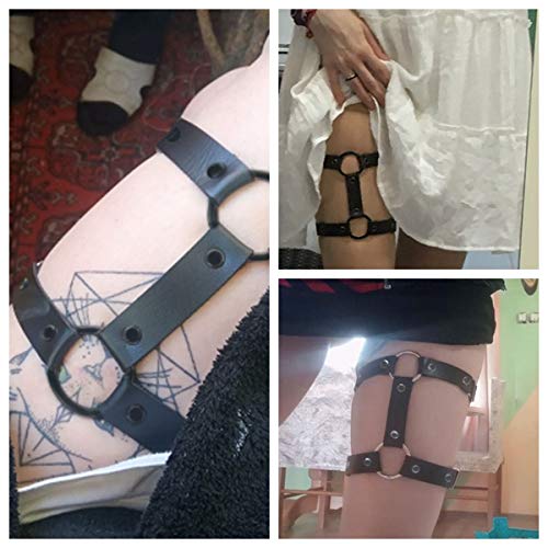 Adjustable Elastice Leather Leg Harness Garter Women Girl Sexy Punk Rock Rivet Strappy Leg Ring 2Pcs Purple #TOP4