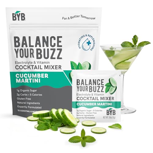 BYB Mixers Cucumber Mint Martini Cocktail Mix Packets (12 Pack)