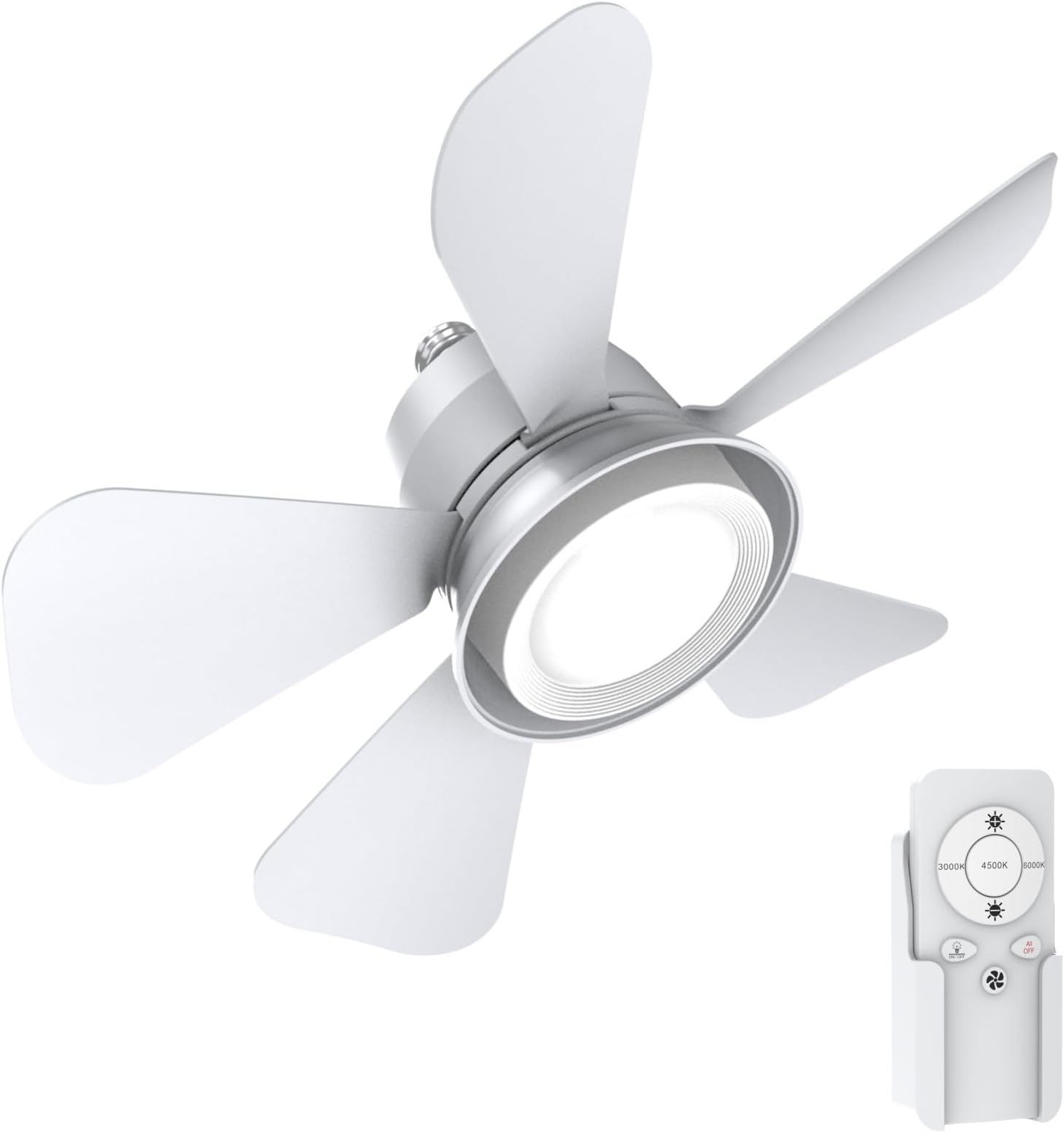 16.5'' Socket Fan Lights with Remote, 3 Colors Temperatures Ceiling Fan Lights, Easy Install Screw in E26/E27 Base for Bedroom Tool Room Kitchen Garage