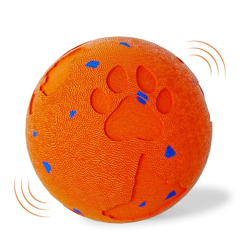 PUKACO Smart Interactive Dog Toy Ball Automatic Moving Rolling & Bouncing Motion Activated E-TPU Dog Ball Waterproof Chew Resistant for Medium & Large Dogs (Orange)