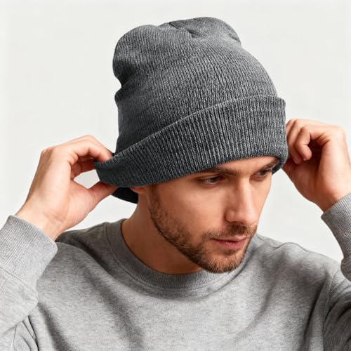 Image of ZOORON Beanie for Men Women Warm Winter Hat Unisex Soft Knit Cuffed Beanie | Skull Cap, Secure fit, Suits Daily Wear, Windproof, Essential Gear for Winter Jogging & Outdoor Sports