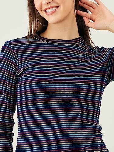 Image of Modeve Women Horizontal Stripes Striped Long Sleeves Top for Summer||Winterwear||