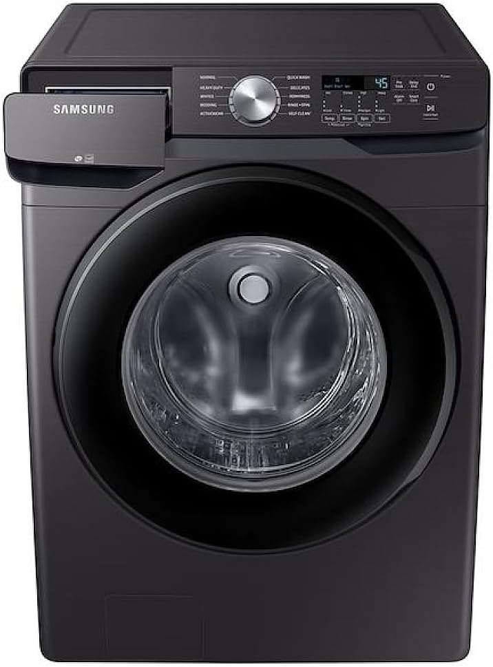 Close-up of the detergent dispenser drawer on the Samsung WF45T6000AV washer.