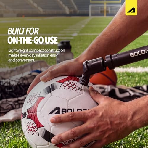 Image of Boldfit Ball Pump with Needle Dual Action Hand Pump for Football, Basketball, Volleyball, Rugby, Soccer Football Pump with Pin Mini Air Pump for Sports Balls Football Pumper, Black