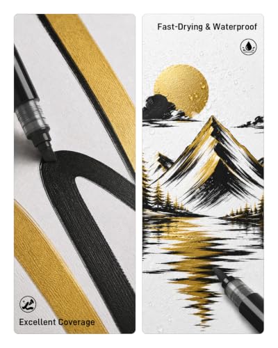 Image of JusArt 3 Black Dual-Tip Acrylic Paint Markers, Automatic Ink Control