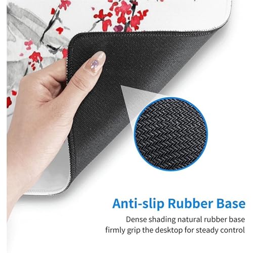 Image of Printed Gaming Mousepad - Premium Stitched Edges, Smooth Surface,Size 11x23 inches, Non-Slip Rubber Base - Ideal for Office & Gaming Setup (Japanese Sumi-E Painting)