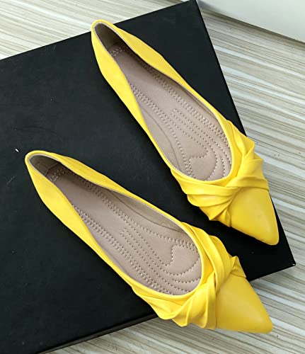 WENJIAZHIZHI Womens Ruched Bow Ballet Flats Comfortable Pointed Toe Slip On Walking Loafers Dress Shoes for Women Dressy Casual2