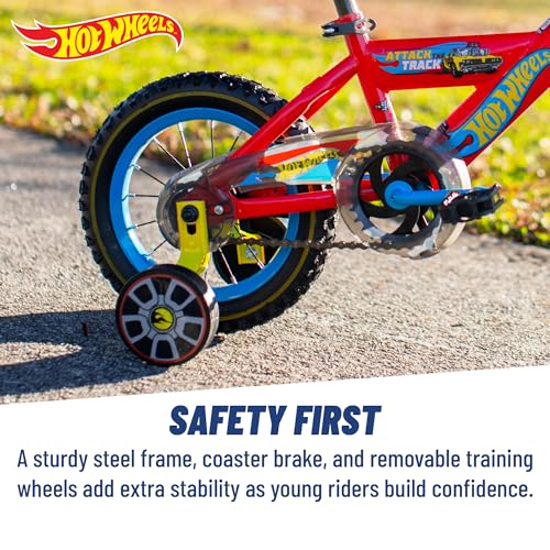 Image of Dynacraft Hot Wheels BMX Bike for Boys, 12-18 Inch Kids Bike, Ages 3-9, Rev Grip Handlebar Feature, Red & Black
