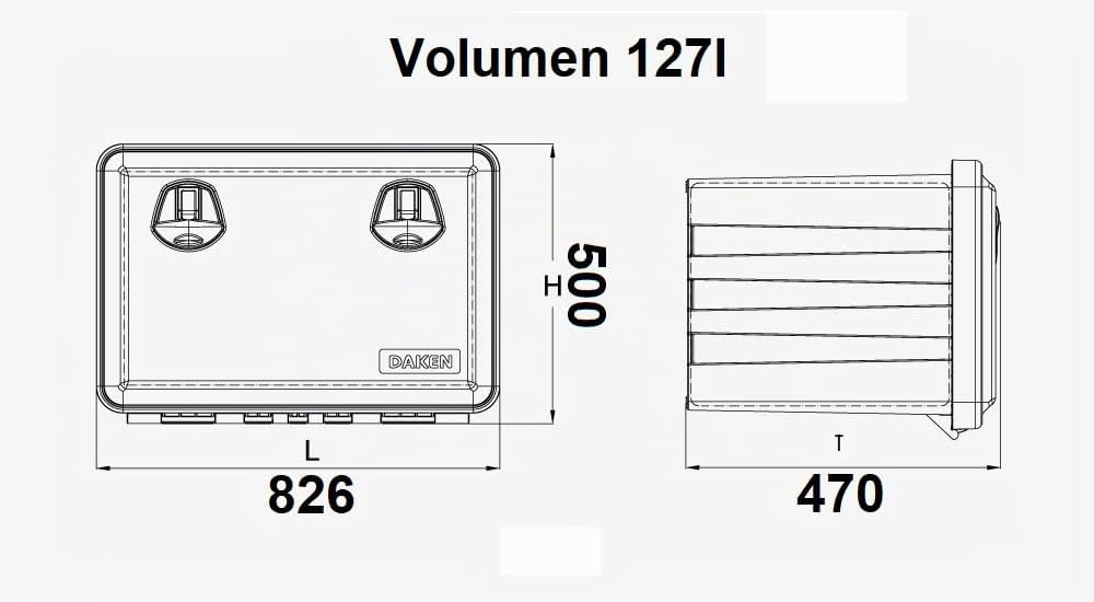 trailer parts4u Staubox mit Schloss 127l Anhängerbox Gurtkiste Staukasten LKW 826x500x470mm 81108