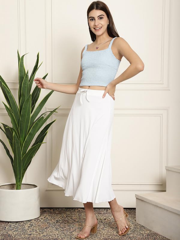 Image of NEUDIS Women Black Ribbed Flared Maxi Skirt