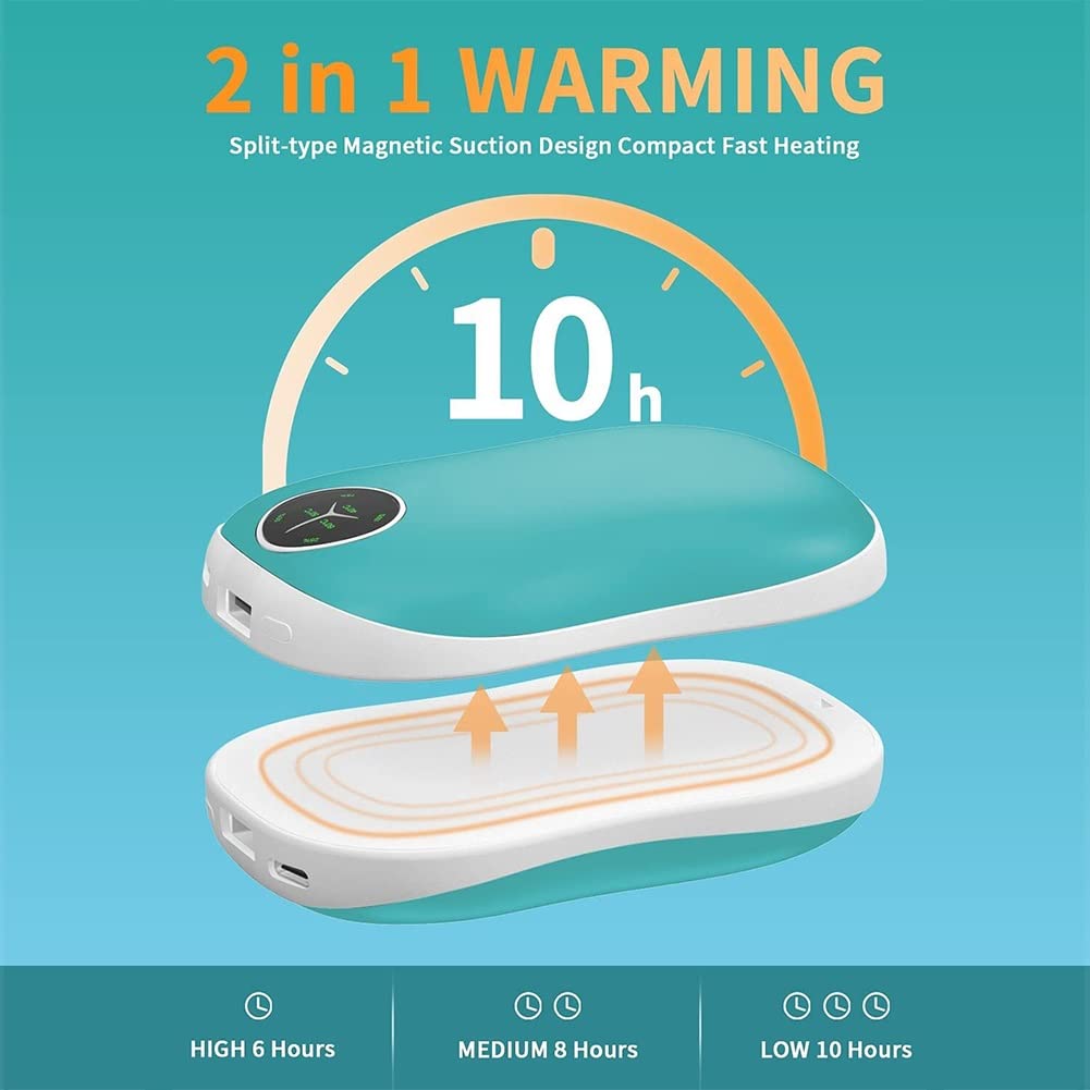 Scaldamani Ricaricabile 2Pack, 5000mAh Riscaldatore Tascabile Elettrico Portatile USB Riutilizzabile Power Bank con Display Digitale, Scaldamani Caldo Doppio Lato Regalo Invernale ( Color : Nero )