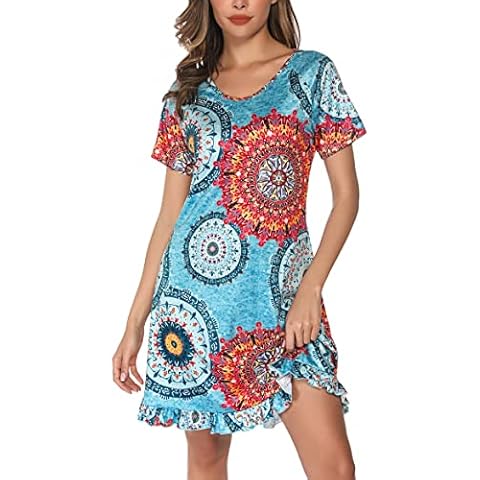 Uniexcosm Camisón de Mujer, Camisones Mujer Mangas Cortas Modal Camisón Algodon Cover