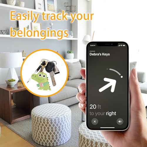 Image of Leather Keychain Case Holder Compatible with Apple AirTag, GPS Airtag Keychain Finder Tracker with Key Ring, Anti-Scratch Protective Air Tag Cover | Leather