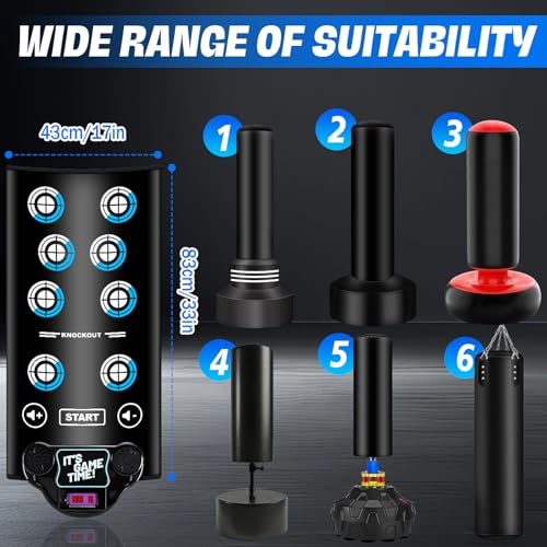 NZQXJXZ Saco de Boxeo Mejorado para Practicar de pie con Alfombra Musical interactiva, Saco de Boxeo para Adultos con Pantalla para puntuación, Kickboxing para Principiantes, Entrenamiento de MMA - imagen 2