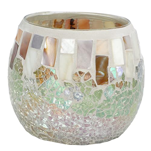Mosaic Glass Candle Holder Handcrafted Mosaic Tea Light Holders Romantic Mosaic Cracked Candle Holder Scented Candle Cup Tea Light Stand for Valentine's Thanksgiving Christmas Table Centerpiece Decor
