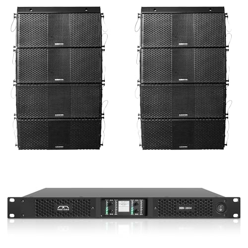 Sound Town ZETHUS Series Passive Line Array Speaker System with Eight Dual 10-inch Line Array Speakers, One Power Amplifier, Two Flying Frames, Black (ZS-210X8X3604)