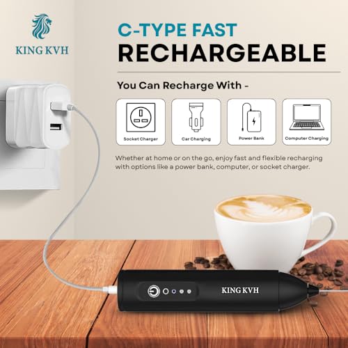 Image of Electric Milk Frother & Coffee Beater | 3-Speed Type-C Rechargeable Handheld Mixer with Dual Spring Whisk | Portable Foam Maker for Latte, Cappuccino, Matcha & Hot Chocolate