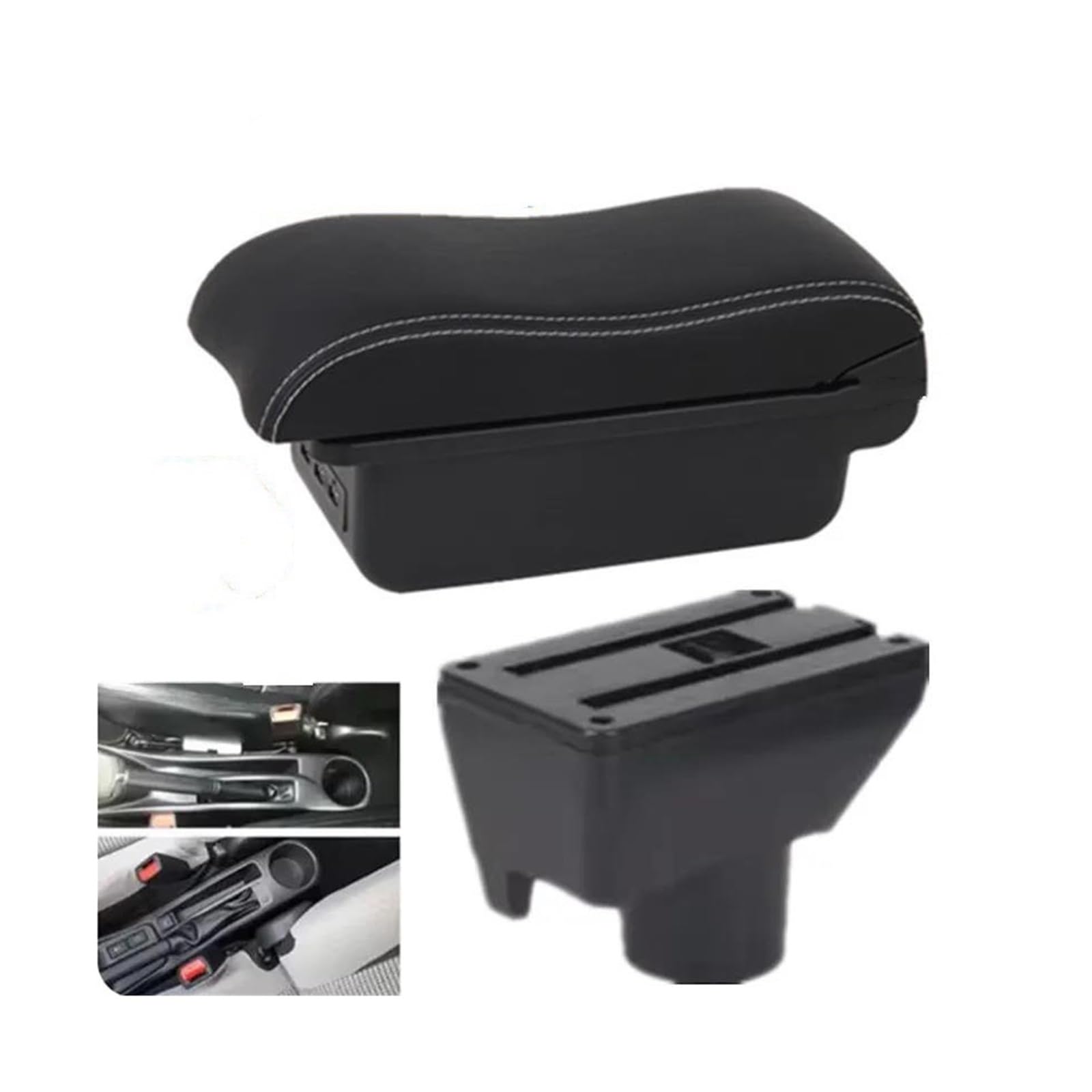 RESPUNEKBAH For TOYOTA For Yaris For Vitz 2012 11-19 Center Storage Box Interior Armrest Box Car Accessories Car Armrest(B3 white line 3USB)