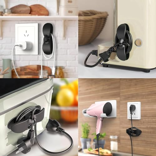 Image of Cord Organizer for Kitchen Appliances, 6 Pack Black Appliance Cord Organizer, Cord Wrapper, Cord Keeper, Cord Holder for Appliances Stick on Kitchenaid Mixer, Coffee Maker, Pressure Cooker