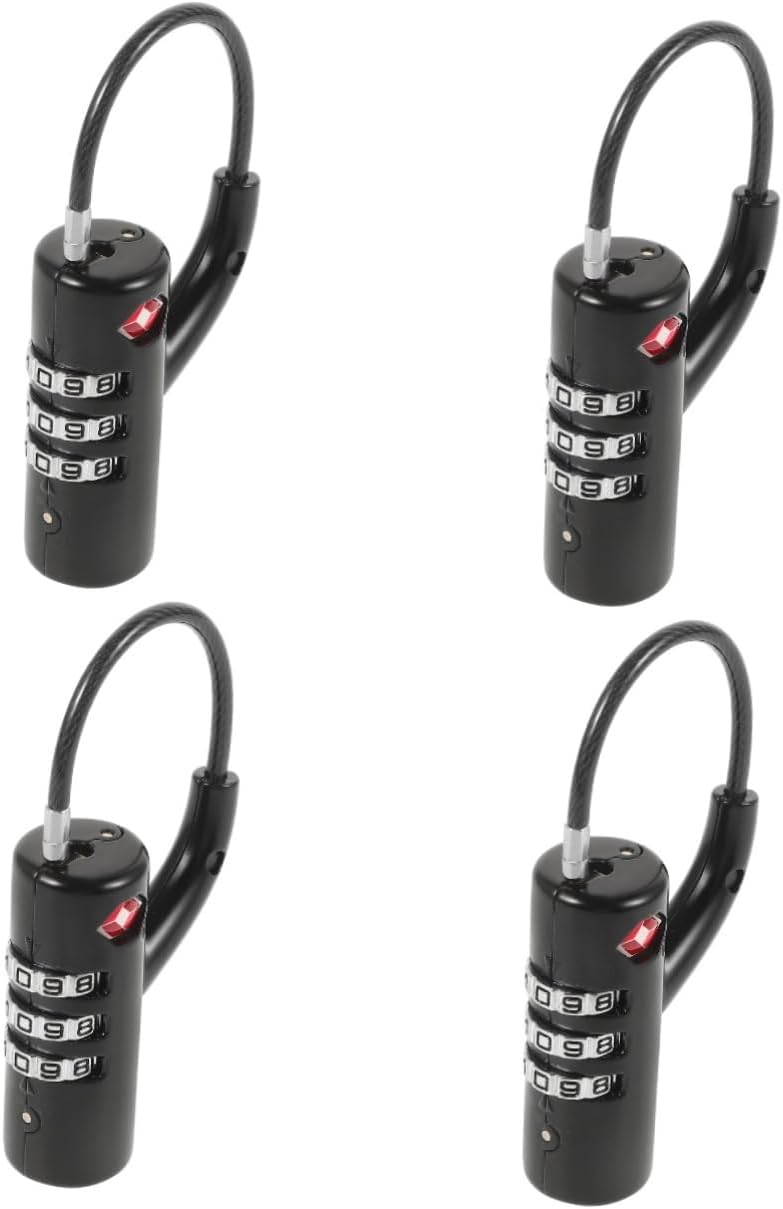 Gatuida Lucchetto a combinazione da 4 pezzi per bagagli e armadietti Sicurezza portatile per zaini e valigie Lucchetto TSA e facile da usare e durevole per viaggi e sport