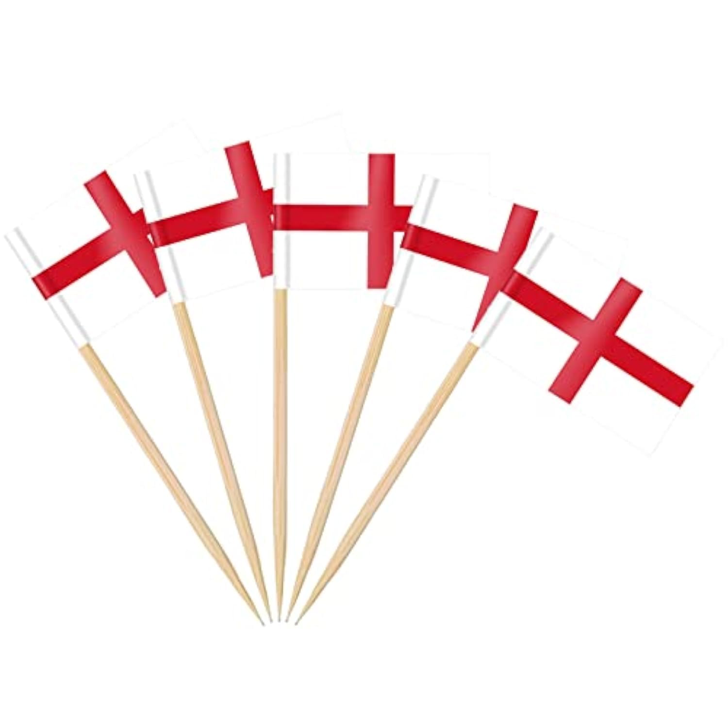 AhfuLife Pack of 200 England Toothpick Flags, English Decorative Flag, Small Mini Toothpicks for 2025 Women's Football Euro Vision Olympic Cupcake Toppers, Toothpick, Cocktail, Party, Pub Decoration