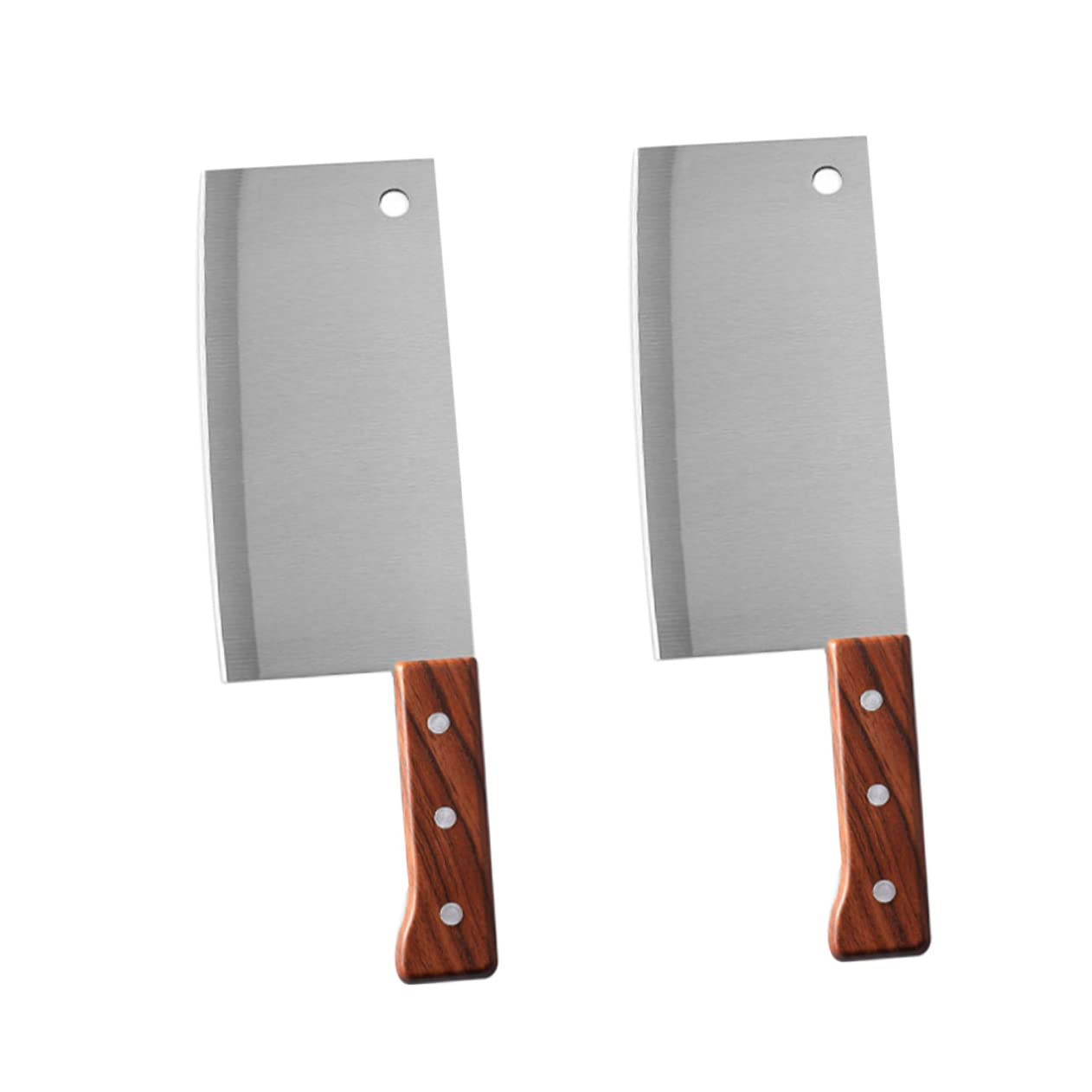 SOLUSTRE 2 Pcs Stainless Steel Chopper Kitchen Knife Wooden Handle Vegetable Meat Slicer Restaurant Tool