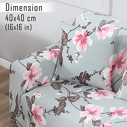 Image of HOKIPO Polyester Blend Stretchable Cushion Cover 16 inch x 16 inch, Pack of 4 (AR-4098-D24*4),Grey