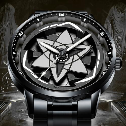 Image of Branded Men's Sport Quartz Watch Ninja Wheel Dial 360 Rotating Casual Fashion Stainless Steel Alloy Mens & Boy's Luxury Metal Gift Creative Watch