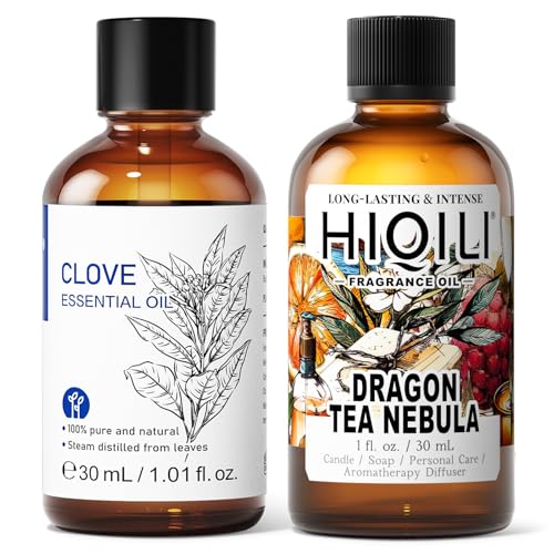 HIQILI Aceite Esencial de Clavo 30ML y Aceite de Fragancia Té Dragón 30ML