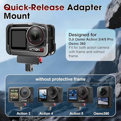 Image of GetZget Magnetic Quick Release Base Mount Compatible with DJI Action 5, 4, 3 / Osmo 360 Two Claw Magnetic Expansion Adapter Bracket with 1 /4th Screw Hole Accessories