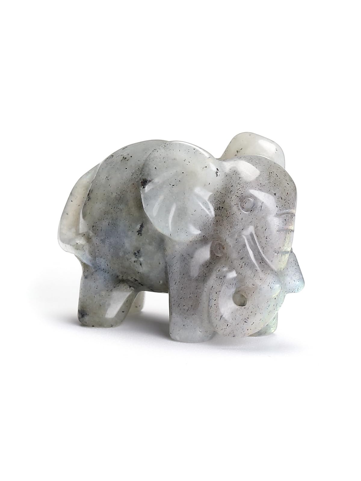 CrystalTears Labradorite Crystal Elephant Figuine Carved Healing Crystals Gemstone Elephant Statue Ornament for Home Desk Decor Good Luck Elephant Gifts for Women Men Christmas 1.6”