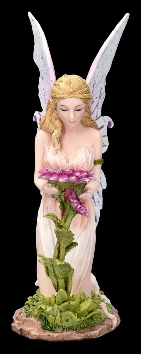 Statuetta di elfo - Florina in ginocchio davanti a un fiore | Fata, fatina, angelo, figura decorativa, articolo decorativo, statua, scultura, A 15 cm