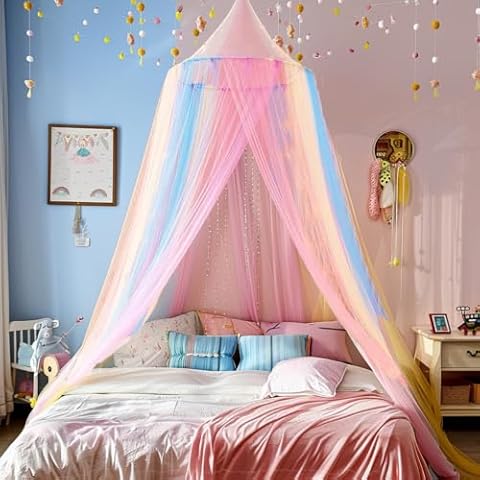Comtelek Rainbow Bed Canopy for Kids Cover