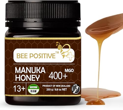 Image of Certified MGO 400+ RAW Manuka Honey | Premium Grade 13+ | 100% Natural Pure Organic New Zealand Honey | Unprocessed & Unpasteurized | Packed in New Zealand by BEE POSITIVE | 250g (250G)
