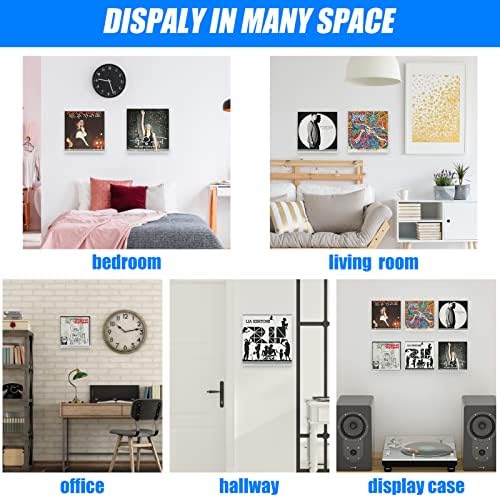 icyant 6 Pack Vinyl Record Shelf Wall Mount, Clear Acrylic Record Holder Wall Bracket Record Storage Floating Shelves LP Display Rack for Records Album Collection Bedroom Office Decoration
