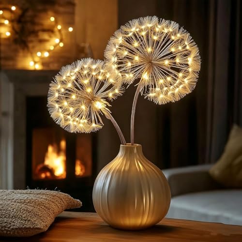 Dandelion Lamp - Blissful Bright Dandelions Dandelion Lights Indoor Lighted Dandelions Decor for Home Decor Bedroom Living Room Wedding Centerpiece (No Bottle) (1pcs) (1pcs)