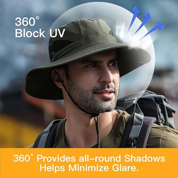 Image of Sun Protection Cap for Men, Beach Fishing Hat, Summer Hat for Men, Round Sun Cap for Hiking, Fishing, Gardning, Travel Grey