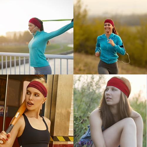 Image of DRESHOW Yoga Sports Headbands for Women Elastic Non-Slip Headbands Workout Running Hair Bands 6 Pack