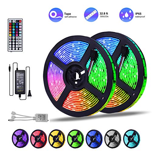 DDeLi LED Strip Lights Waterproof 32.8ft 5050 RGB LED Rope Lights LED Tape