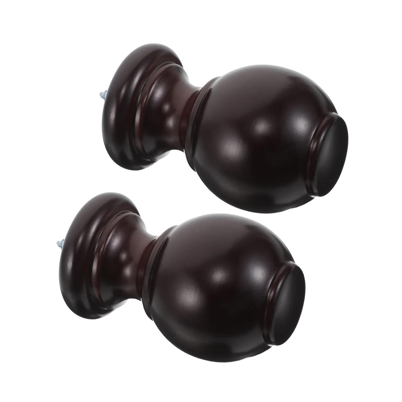 Xavren Curtain Rod Finial Screw 4pcs Wooden Curtain Rod Finials Replacement Decorative Window Drapery Ends Fit 29Mm Diameter Coffee Color Elegant for Drapery Poles