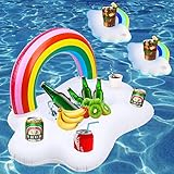 🌈【DISEÑO CON ESTILO Y COLOR VIBRANTE】 Imprescindible para el verano. Diseño circular, fácil de transportar y equilibrado, estampado de arco iris vívido y nube blanca, adecuado para la decoración de piscinas al aire libre, sesión de fotos de accesorios de verano, playa y río.