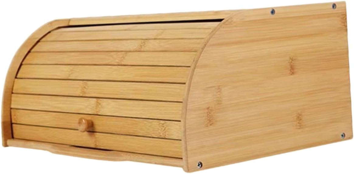 OUNONA Bamboo Sliding Lid Bread Box Multi-Function Bread Storage Holder Lid for Kitchen Counter for Freshness and Cakes