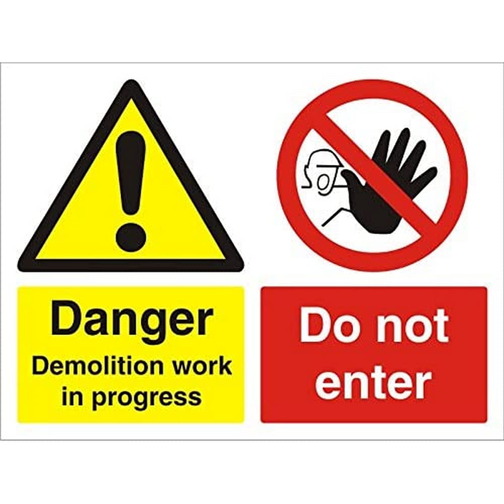 Warning Sign Danger Demolition Freestanding Corrugated Board 45 x 60 cm