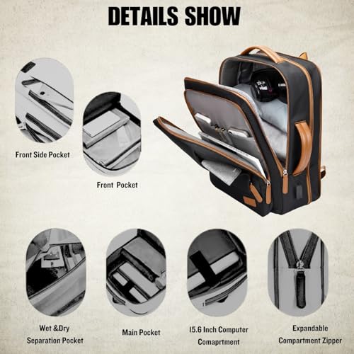 Image of Stylish Laptop Backpack for Men & Women with USB Charging Port, Compatible Laptop 15.5-inch
