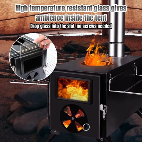 Fitinhot Camp Wood Stove, Tent Wood Burning Stoves Portable with