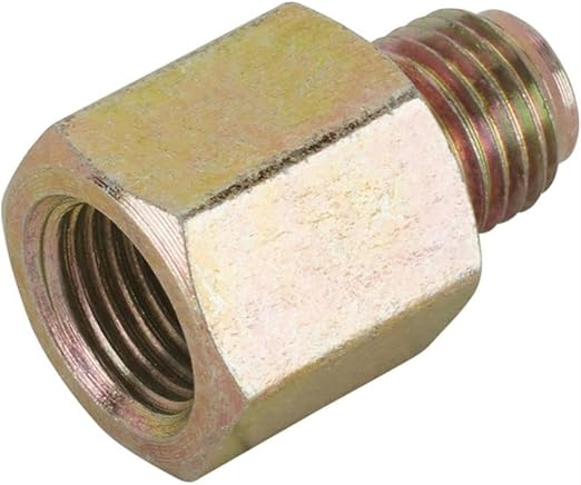 Premium Adapter Fitting, 1/8 Inch NPT to 3/8 Inch-24 IFM, Steel Construction, Yellow Zinc-Coated for Rust Prevention, Universal Application, 3/8"-24 Inverted Flare Male to 1/8" NPT Female