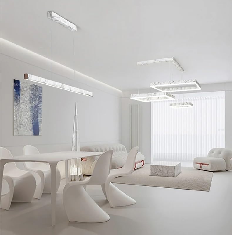 Lustre LED linéaire effet marbre pour illuminer la cuisine