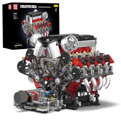 Image of Mould King V8 Engine Building Blocks Sets, Engine Model Kit | V8 Engine Model Kit That Runs, A Gift for Car and Engine Enthusiasts, 2718 PCS Engineering Model Kit with Battery and Motor