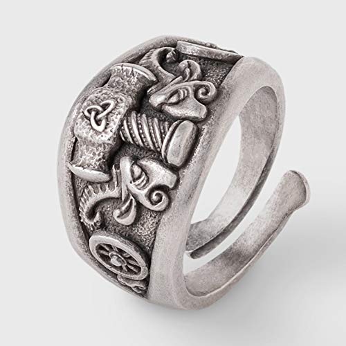 Viking Ring Thor's Hammer Tanngrisnir Tanngnjóstr Valknut Norse Style Viking Jewelry